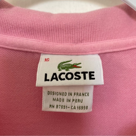 LACOSTE Girls Pink Piqué Polo Dress. Size 16. - Picture 7 of 12